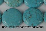 CTU1888 15.5 inches 25mm flat round imitation turquoise beads