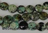 CTU2474 15.5 inches 10mm flat round African turquoise beads wholesale