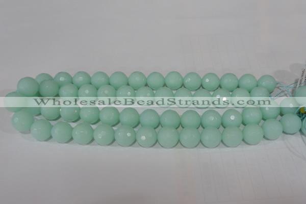 CTU2576 15.5 inches 14mm faceted round synthetic turquoise beads