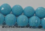 CTU2594 15.5 inches 12mm faceted round synthetic turquoise beads