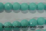 CTU2780 15.5 inches 4mm faceted round synthetic turquoise beads