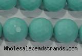 CTU2785 15.5 inches 14mm faceted round synthetic turquoise beads