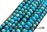 CTU3141 15 inches 4mm round gold vein howlite turquoise beads