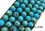 CTU3144 15 inches 10mm round gold vein howlite turquoise beads