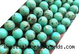 CTU3163 15 inches 10mm round gold vein howlite turquoise beads