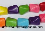 CTU742 15.5 inches 10*13mm nuggets dyed turquoise beads wholesale