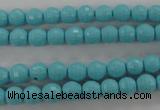 CTU910 15.5 inches 4mm faceted round synthetic turquoise beads