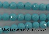 CTU912 15.5 inches 8mm faceted round synthetic turquoise beads