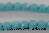 CTU913 15.5 inches 10mm faceted round synthetic turquoise beads