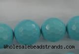 CTU915 15.5 inches 14mm faceted round synthetic turquoise beads