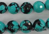 CTU935 15.5 inches 14mm faceted round synthetic turquoise beads