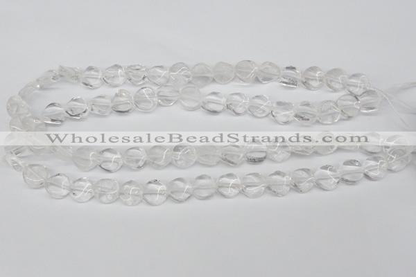 CTW01 15.5 inches 12mm twisted coin white crystal beads wholesale