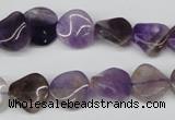 CTW02 15.5 inches 12mm twisted coin amethyst beads wholesale