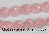 CTW04 15.5 inches 12mm twisted coin rose quartz beads wholesale