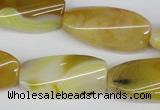 CTW101 15.5 inches 15*30mm twisted rectangle agate beads wholesale