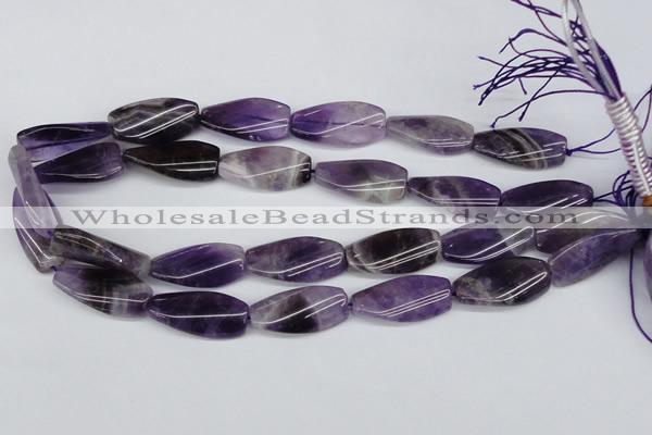 CTW102  15.5 inches 15*30mm twisted rectangle amethyst beads