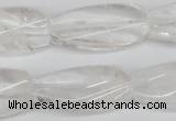 CTW110 15.5 inches 15*30mm twisted rectangle white crystal beads