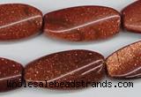 CTW112 15.5 inches 15*30mm twisted rectangle goldstone beads