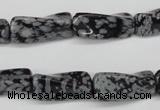 CTW122 15.5 inches 10*20mm twisted trihedron snowflake obsidian beads