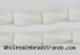 CTW127 15.5 inches 9*20mm twisted trihedron white agate beads