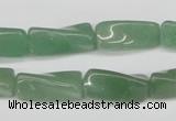 CTW129 15.5 inches 9*20mm twisted trihedron green aventurine beads