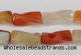 CTW130 15.5 inches 10*20mm twisted trihedron agate gemstone beads