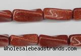 CTW132 15.5 inches 10*20mm twisted trihedron goldstone beads