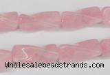 CTW133 15.5 inches 9*20mm twisted trihedron rose quartz beads