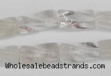 CTW137 15.5 inches 9*20mm twisted trihedron white crystal beads