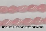 CTW148 15.5 inches 8*11mm twisted rice rose quartz beads