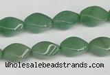 CTW157 15.5 inches 8*15mm twisted rice green aventurine beads