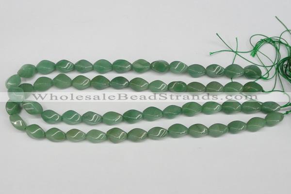 CTW157 15.5 inches 8*15mm twisted rice green aventurine beads