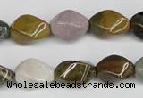 CTW159 15.5 inches 10*15mm twisted rice ocean agate gemstone beads