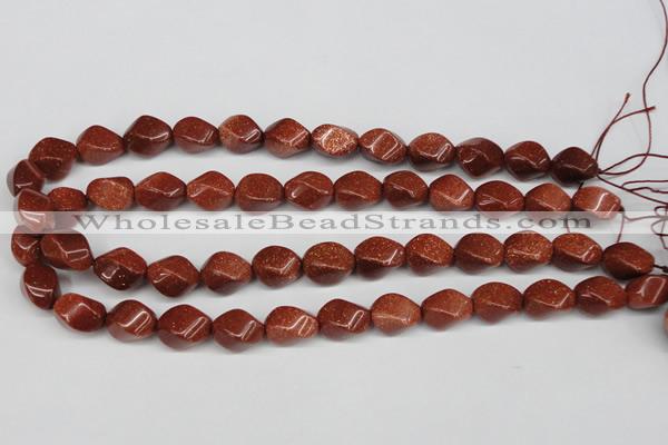 CTW161 15.5 inches 10*15mm twisted rice goldstone gemstone beads