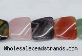 CTW164 15.5 inches 15*15mm twisted square mixed gemstone beads