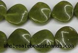 CTW17 15.5 inches 16mm twisted coin jade gemstone beads