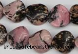 CTW24 15.5 inches 16mm twisted coin rhodonite beads wholesale