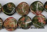 CTW26 15.5 inches 16mm twisted coin unakite gemstone beads wholesale