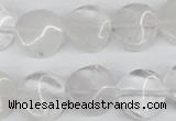 CTW29 15.5 inches 16mm twisted coin white crystal beads wholesale