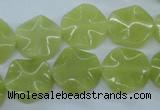 CTW300 15.5 inches 16mm wavy coin olive jade gemstone beads