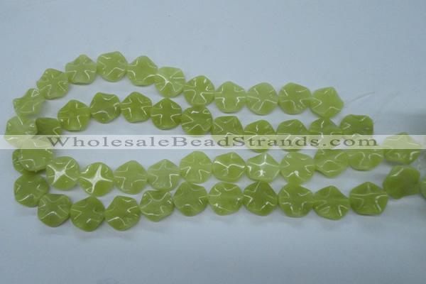 CTW300 15.5 inches 16mm wavy coin olive jade gemstone beads