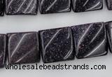 CTW352 15.5 inches 16*16mm twisted square blue goldstone beads