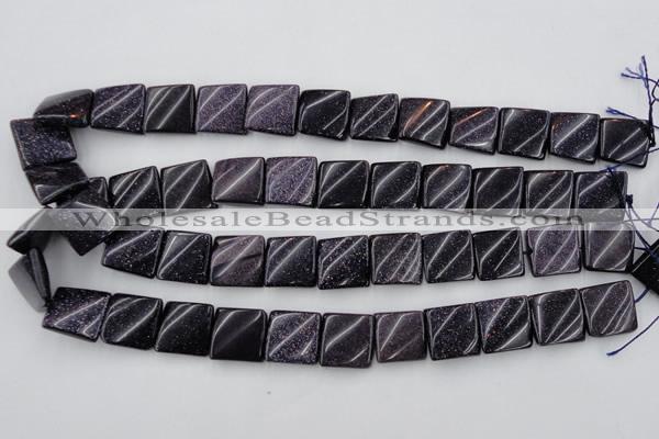 CTW352 15.5 inches 16*16mm twisted square blue goldstone beads