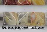 CTW358 15.5 inches 16*16mm twisted square crazy lace agate beads