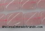 CTW371 15.5 inches 15*20mm twisted rectangle rose quartz beads