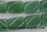 CTW373 15.5 inches 15*20mm twisted rectangle green aventurine beads