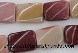 CTW375 15.5 inches 15*20mm twisted rectangle mookaite gemstone beads