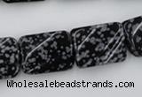 CTW379 15.5 inches 15*20mm twisted rectangle snowflake obsidian beads