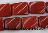 CTW382 15.5 inches 15*20mm twisted rectangle red jasper beads