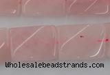 CTW391 15.5 inches 18*25mm twisted rectangle rose quartz beads